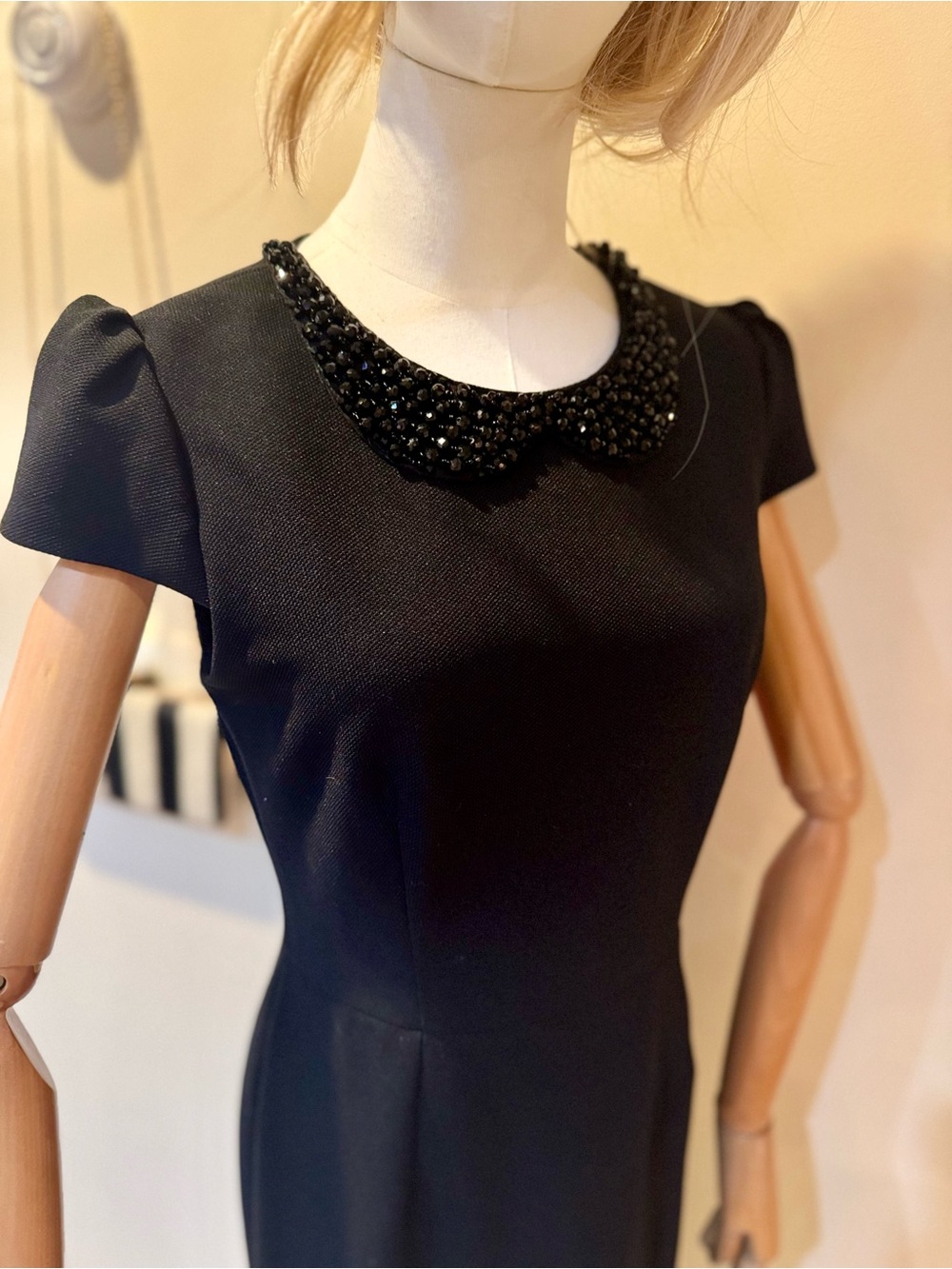 Betsy Johnson Classic Black Beaded Collar Dress